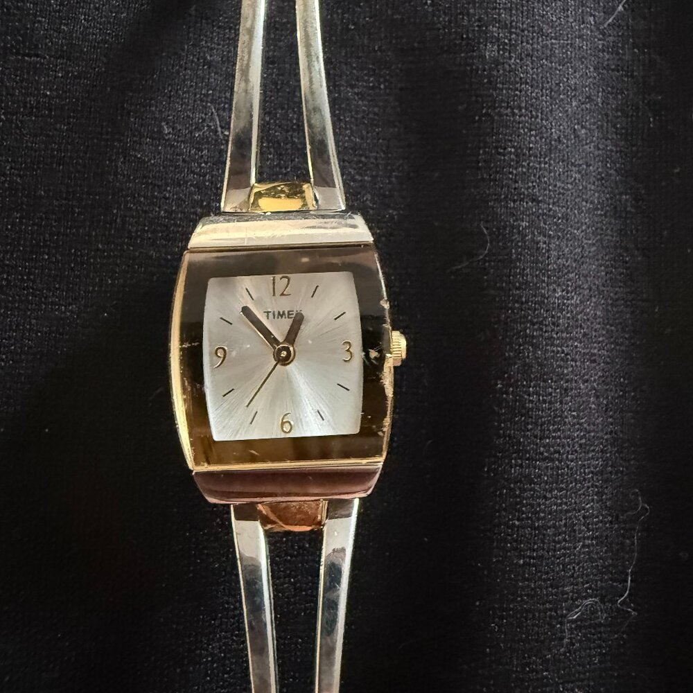 Tiny Vintage Square-Dial Timex Watch for Ladies | Two-tone Watch